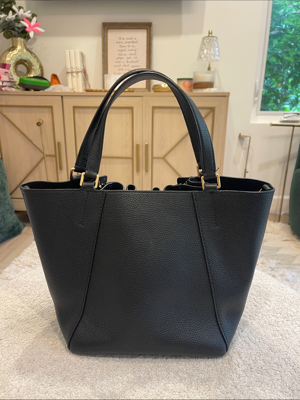 Tory Burch McGraw Dragonfly Black  Leather Handbag - Picture 5 of 8